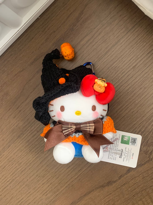 Custom Halloween Hello Kitty Plush Charm – Pumpkin Witch Edition