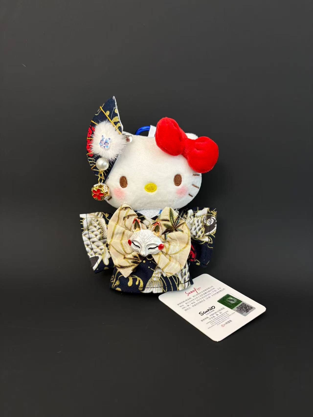 Japanese Festival Cat Plush Charm – Fox Mask Edition